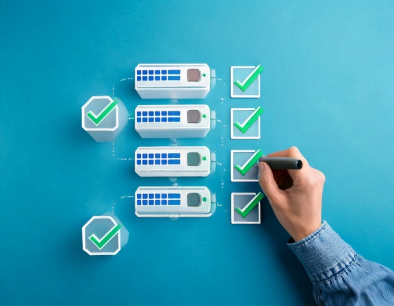 Interlake_Grafik_Häkchen neben Icons wie Server, Cloud, KI, Automatisierung